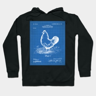 Chicken Hens Patent - Chef Cook Chicken Coop Art - Blueprint Hoodie